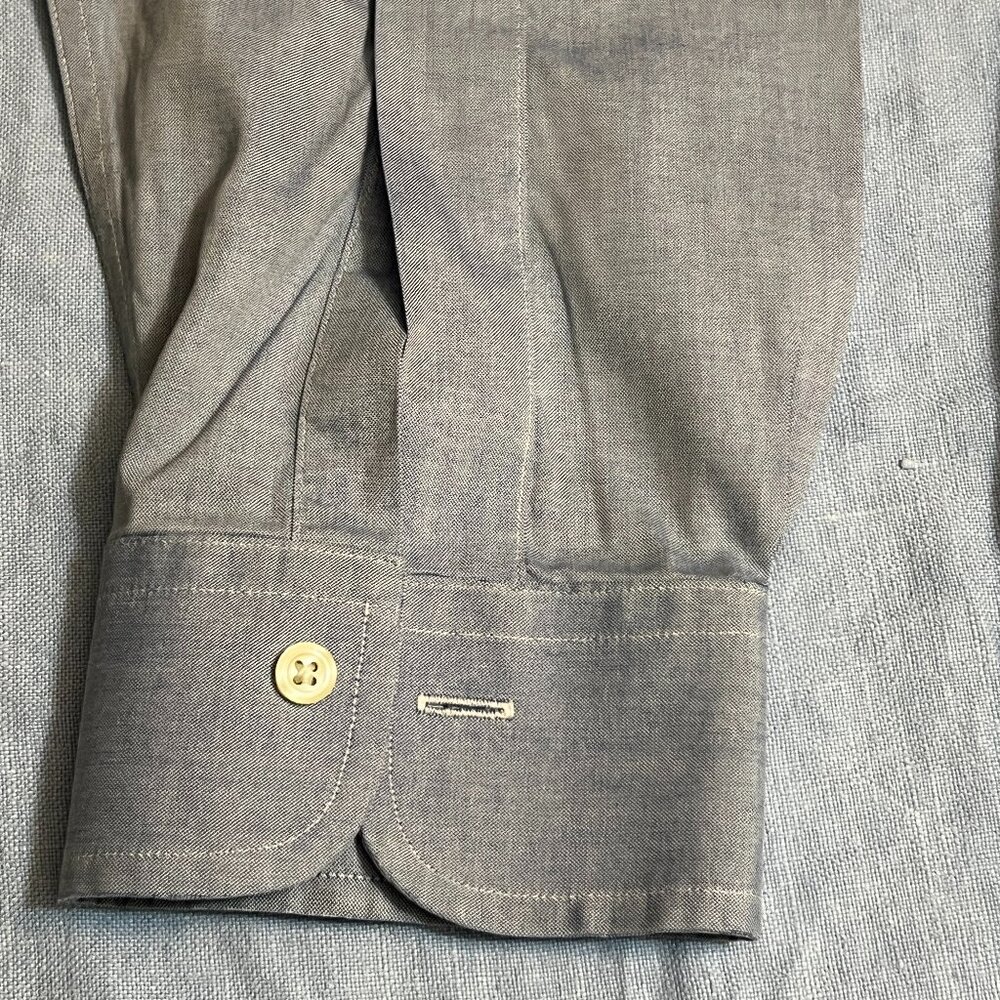 Brooks Brothers 346 Men's Button Up Steel Blue Long Sleeve Size 15.5 Pocket - Picture 3 of 7